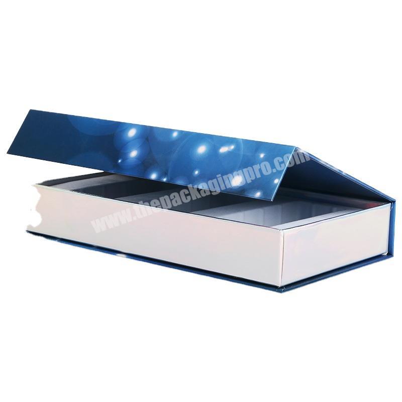 Manufacturer Wholesale Custom Blue Paper Cardboard Magnetic Book Coffee Gift Packaging Boxes With Insert