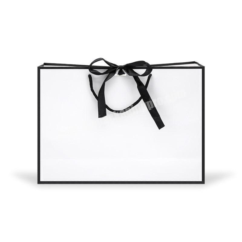 Wholesale Custom Classic White Shopping Paper Bag with Ribbon Handle