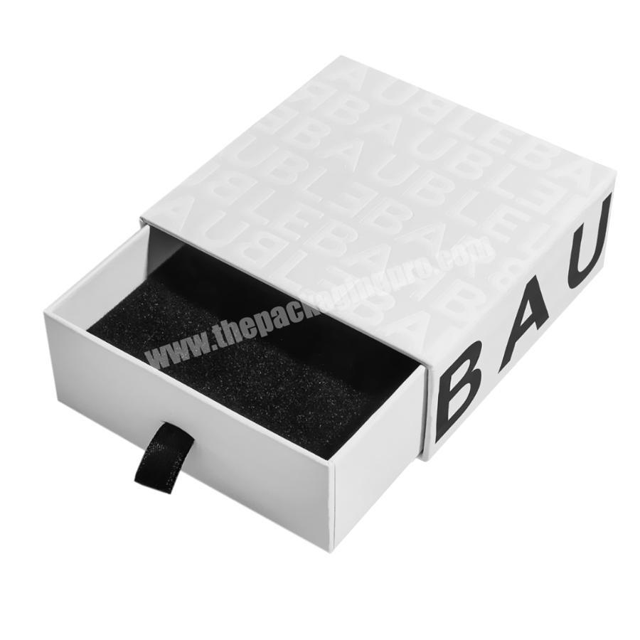 Wholesale Custom Design Paper Cardboard Sliding Drawer Gift  Box White Jewelry Packaging Drawer Box