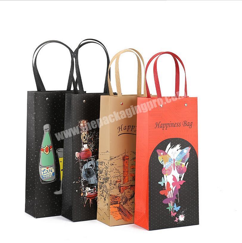 Wholesale Custom Gift Wine Bottle Packaging Paper Bag