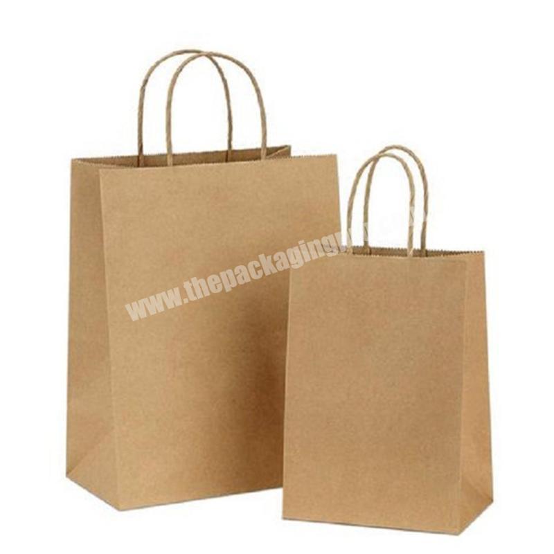 Wholesale Custom Logo Printing Food Take Away Brown kraft Paper Bag With Handle