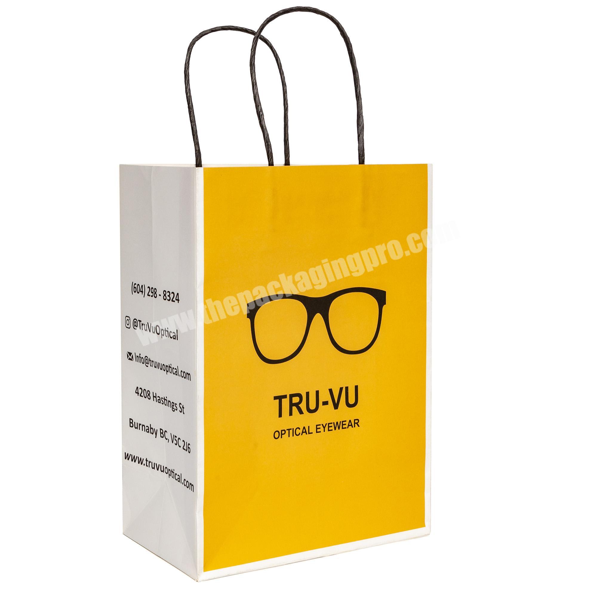 Wholesale Custom Logo Recycled Eyeglasses Paper Optical Shop Glasses Kraft Paper Bag