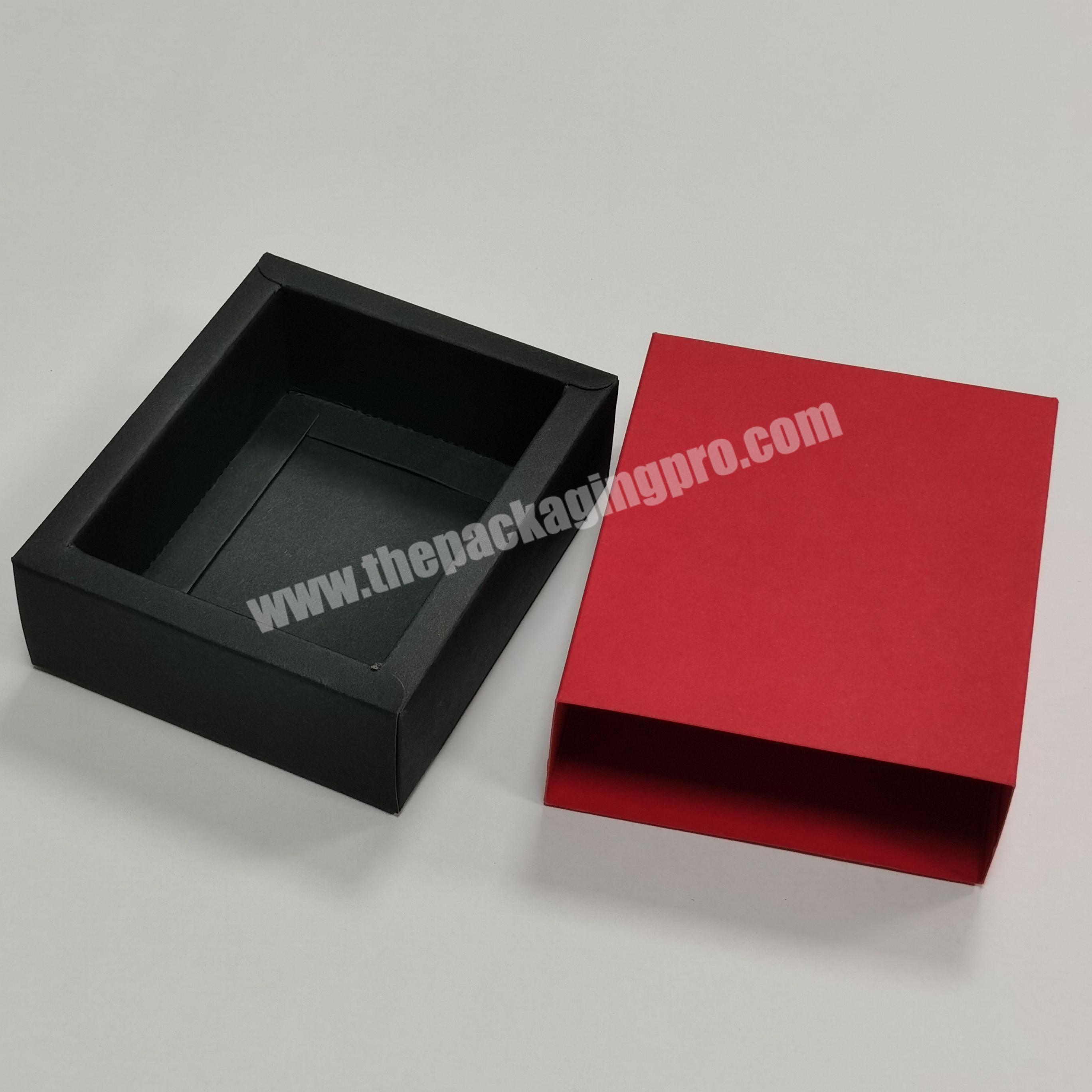 Manufacturer Wholesale Custom Logo Slide Drawer Packaging Craft Paper Box Jewelry Red Black Small Kraft Box For Eyelash Extensions