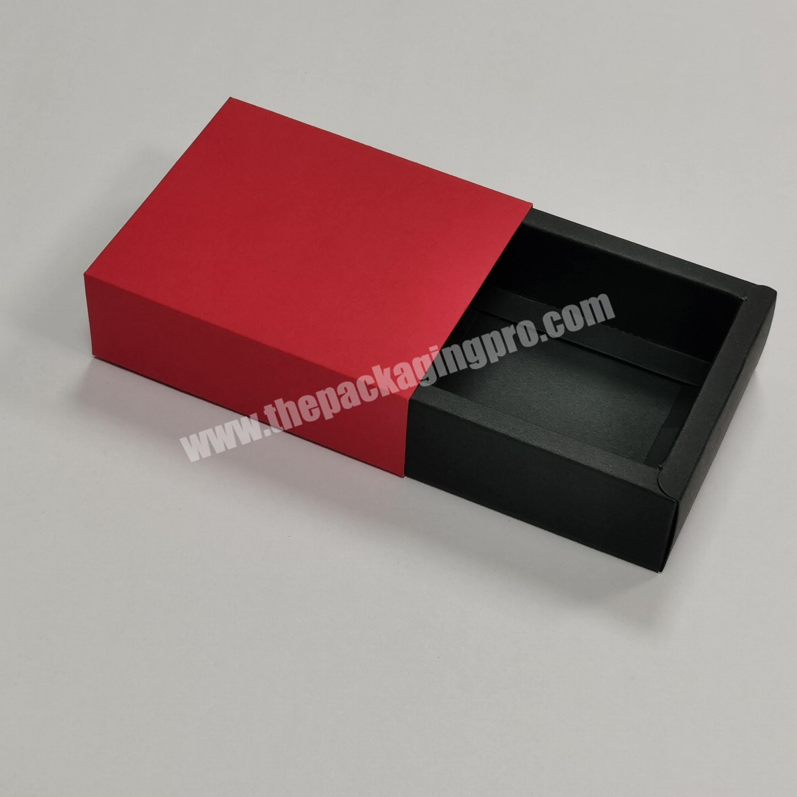 Factory Wholesale Custom Logo Slide Drawer Packaging Craft Paper Box Jewelry Red Black Small Kraft Box For Eyelash Extensions
