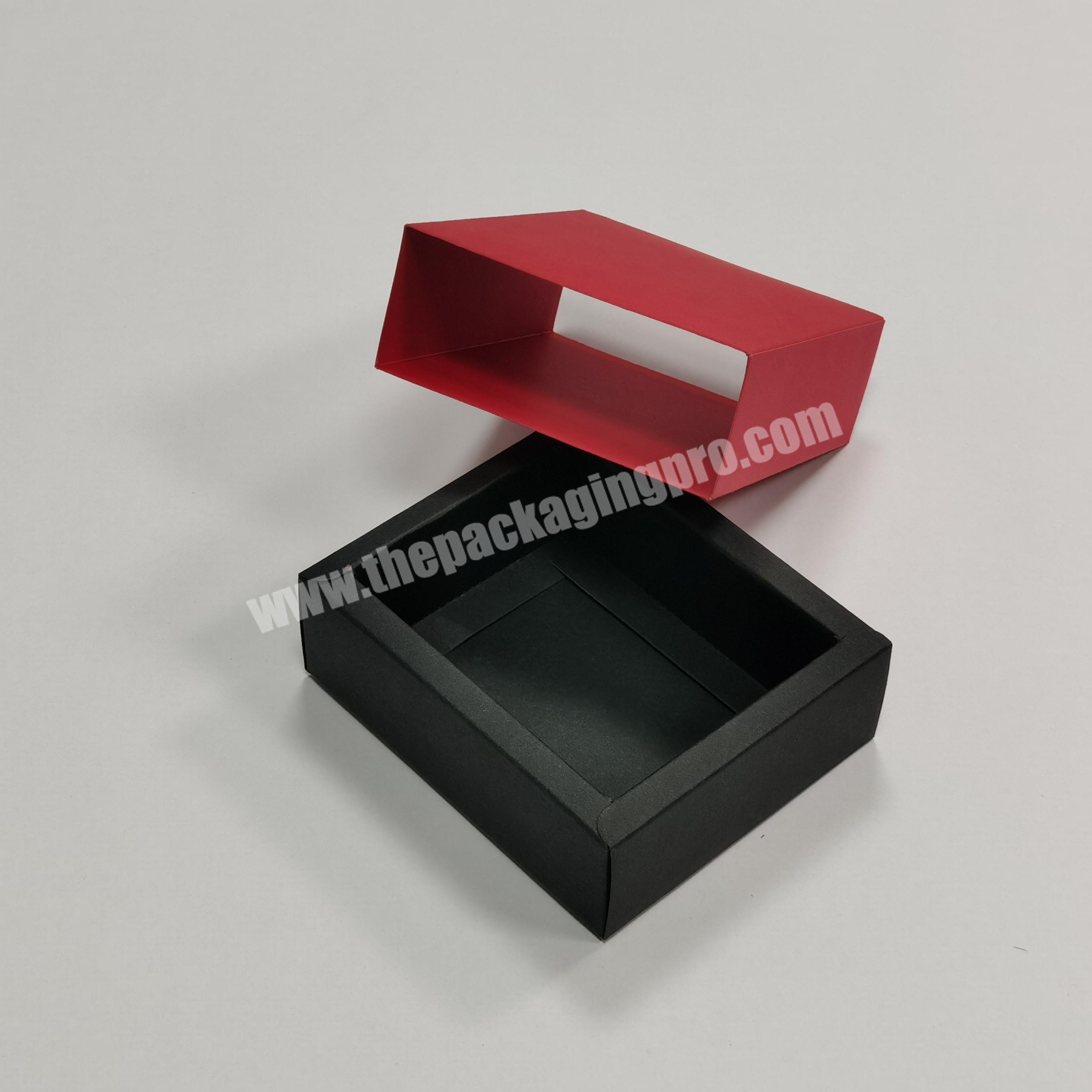 Shop Wholesale Custom Logo Slide Drawer Packaging Craft Paper Box Jewelry Red Black Small Kraft Box For Eyelash Extensions