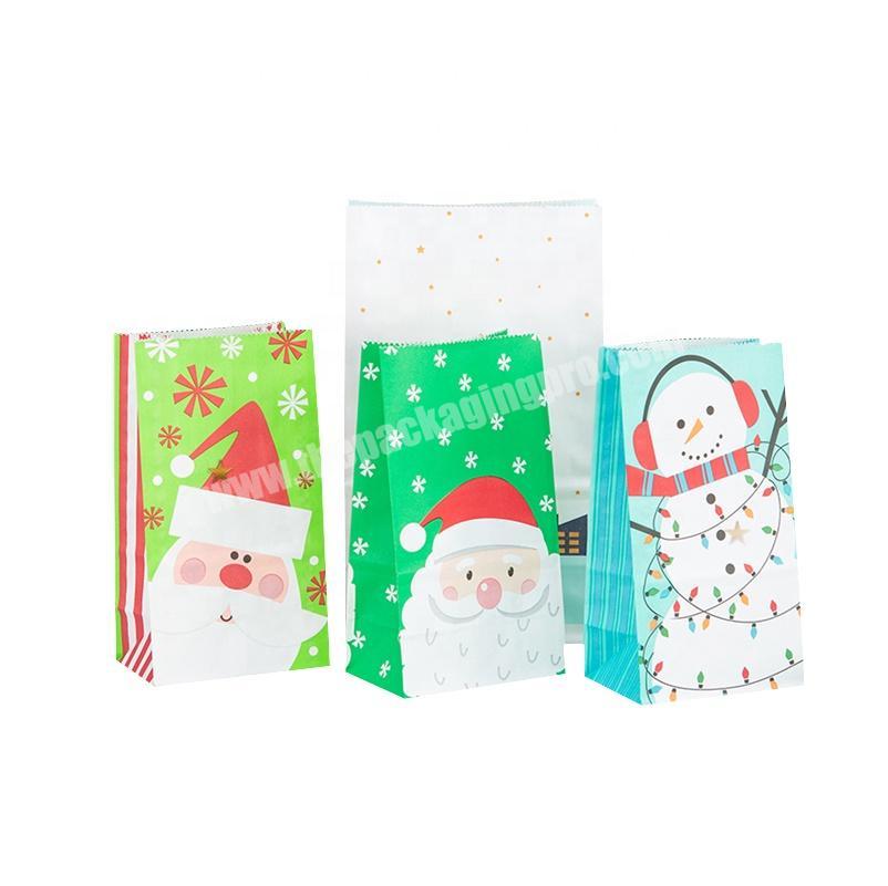 Wholesale Customized Christmas Holiday Kraft Gift Paper Bags Bulk with Christmas Print