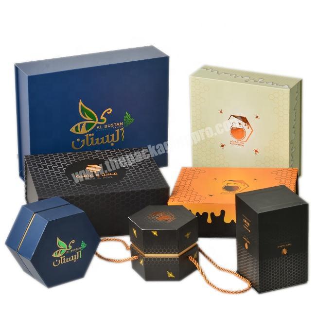 Wholesale Customized Logo Luxury Honey Bottle Magnetic Cardboard Packaging Boxes Custom Gift Box Packaging