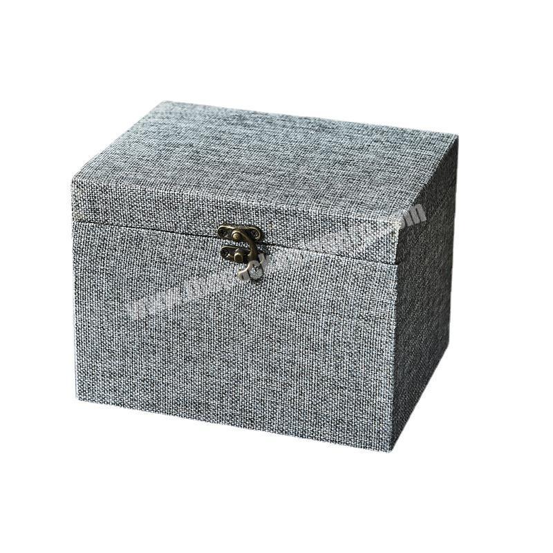 Wholesale Customized Luxury Gunny Cloth Rectangle Gift Packaging Logo Printing Box For Vase And Jade Article
