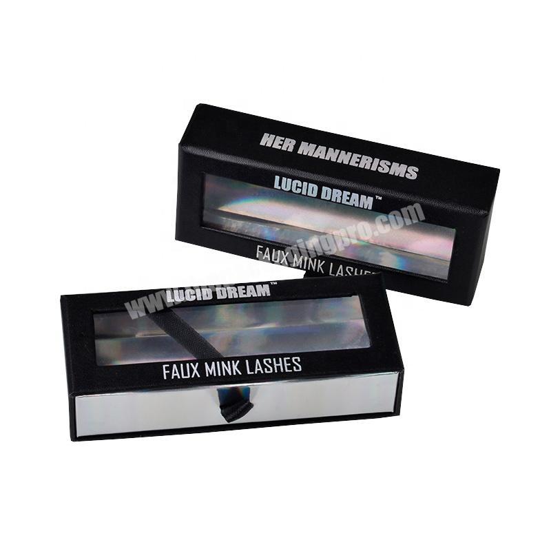 Wholesale Empty Eyelash Packing Drawer Gift Box Custom Luxury Black Eyelash Packaging Box with Logo