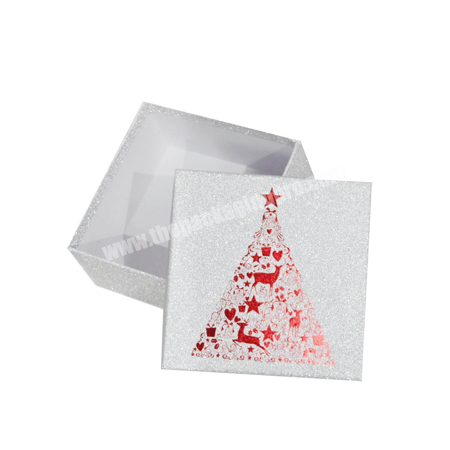 Wholesale Luxury Decorate The Christmas Boxes Custom Carddboard Shiny White Gift Box Packaging