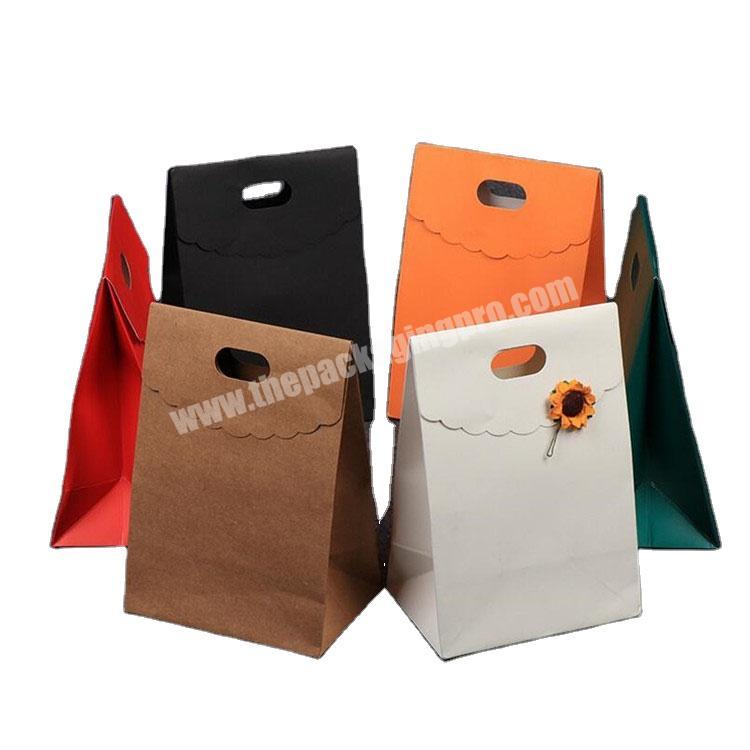 Wholesale Party Gift Bakery Paper Package Bag Candy Cookie Chocolate Carry Paper Bag With Self Adhesive