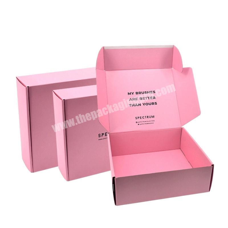 Wholesale Recycled Custom Logo Corrugated Carton Box Mailer Shipping Underwear Clothes Packaging Printed Pink  Boxes