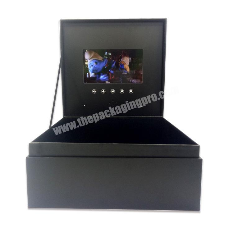 Wholesale Stock 7.0 Inch Factory Directly Video Presentation Chocolate Candy Matt Lamination Gift Black Boxes With LCD Screen