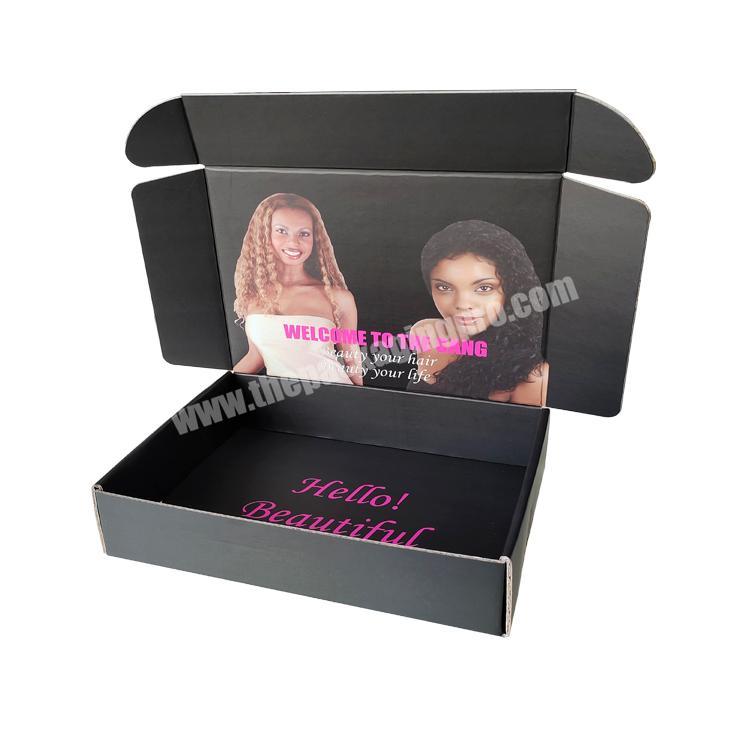 Wholesale Subscription Wigs Packaging Custom Low Moq Black Corrugated Logo Printed Eco Friendly Shipping Boxes Mailer