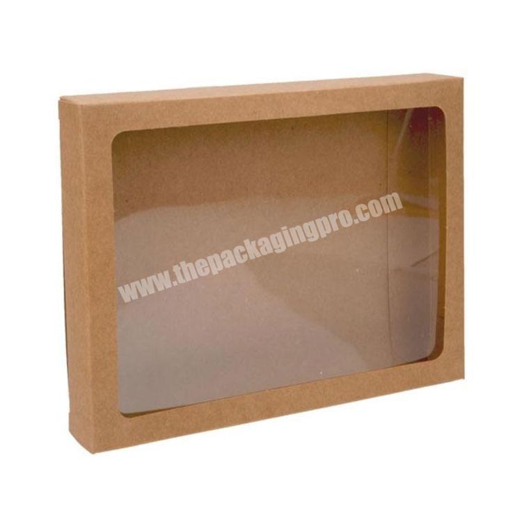 Wholesale cusotm printed brown cardboard gift packaging paper kraft box with window
