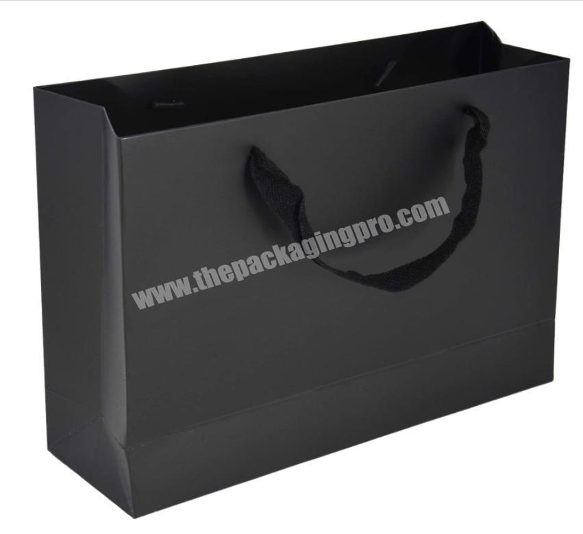 Wholesale custom Black Paper Shopping bags with Ribbon Handles