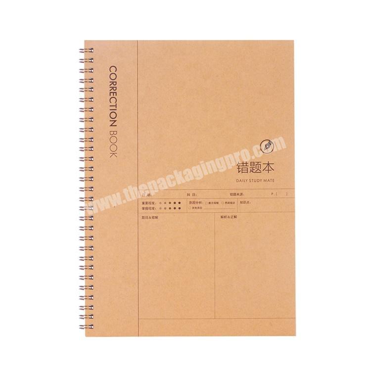 Wholesale custom Kraft paper notebook A4 spiral notebook