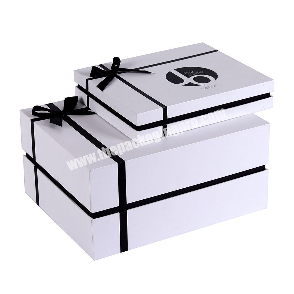 Elegant White Cardboard Silk Scarf Packaging Gift Box With Ribbon Bow