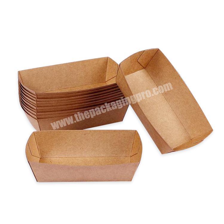 Wholesale custom disposable food oil resistan biodegradable kraft paper boat shaped tray