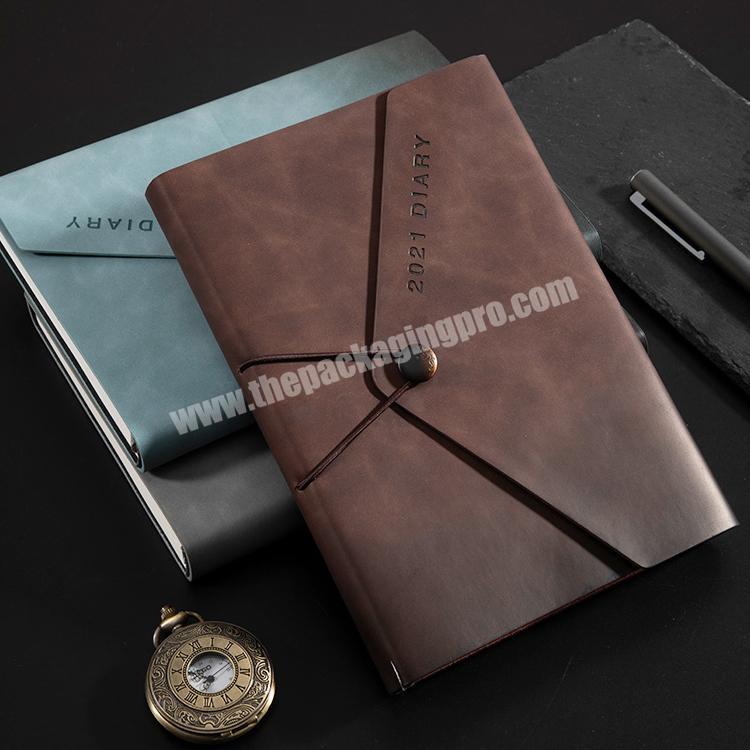 Wholesale custom logo a5 business leather diary notebook with elastic rope