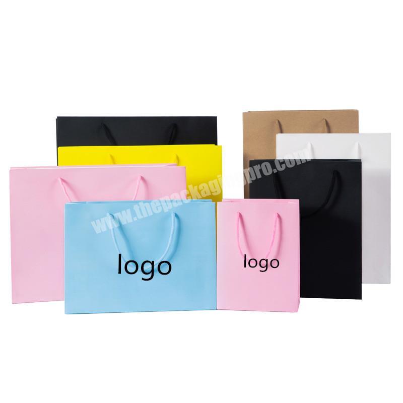 Wholesale custom logo high quality black portable clothes shopping paper bag packaging bag