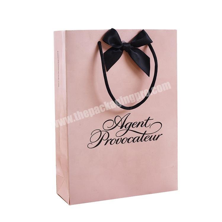 Wholesale custom pink cardboard bag women gift bag for lingerie and underwear packaging