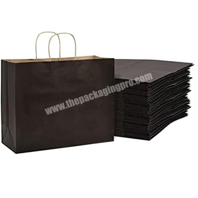 Wholesale custom print black kraft boutique shopping thank you craft paper gift bag bulk