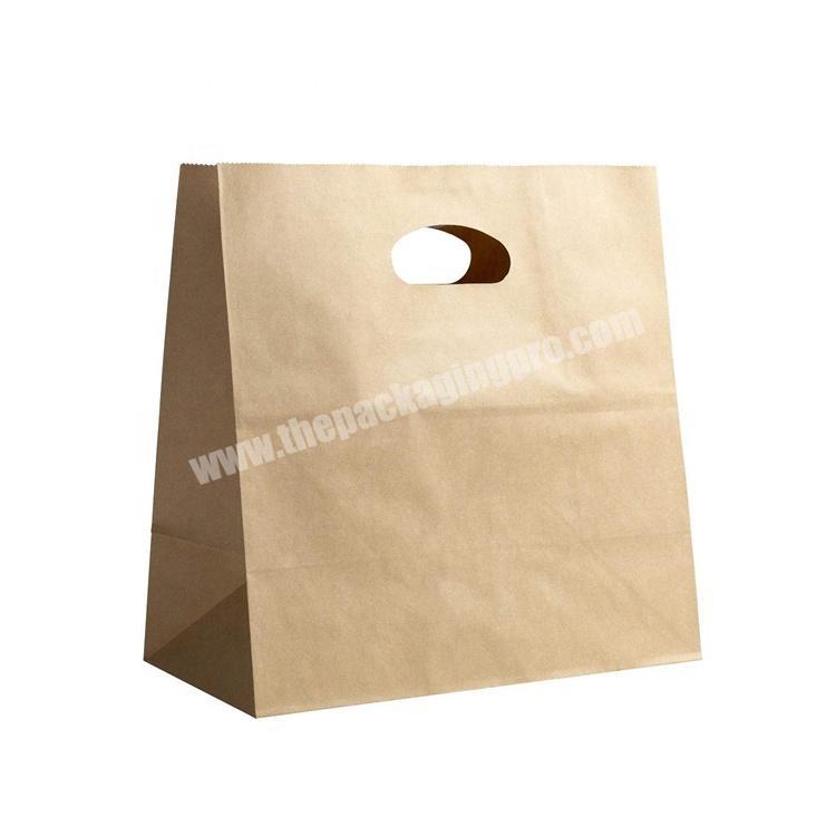 Wholesale custom printed food packaging die cut kraft brown paper bags