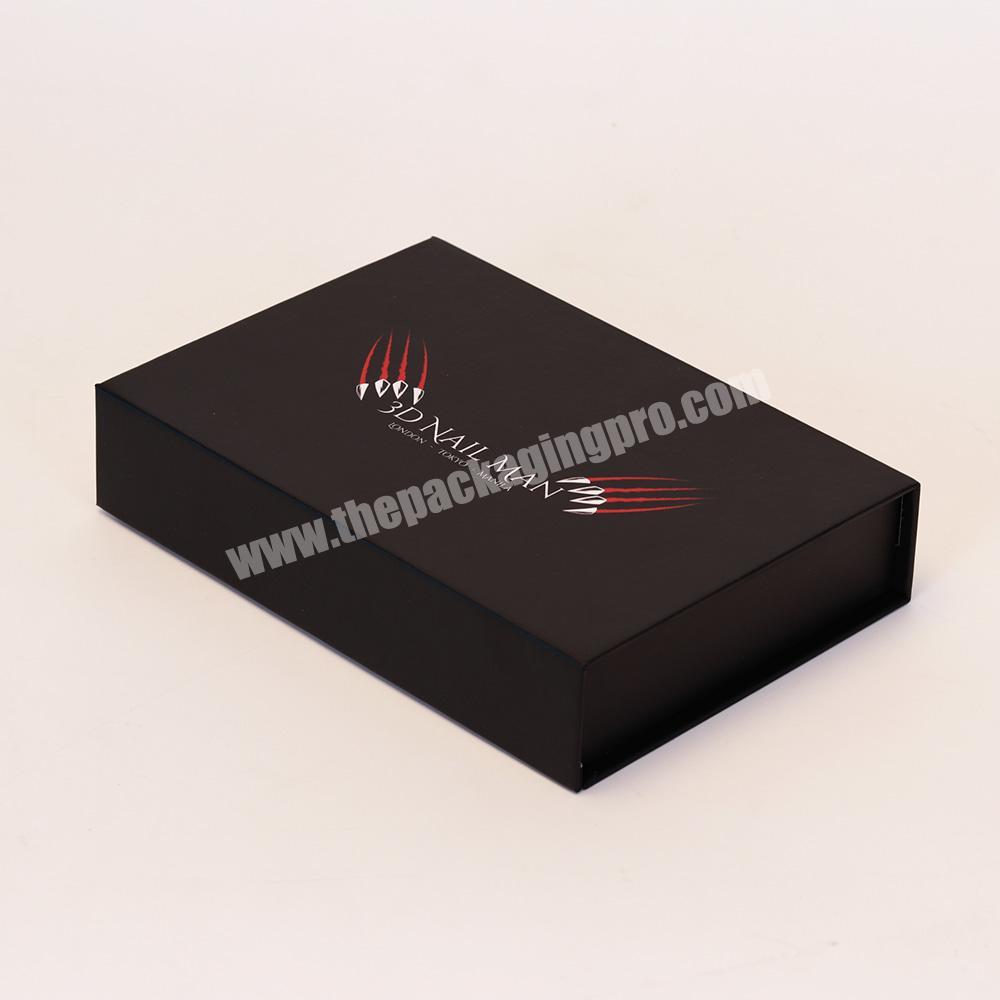 Wholesale in stock packaging small black folding magnetic lid gift box