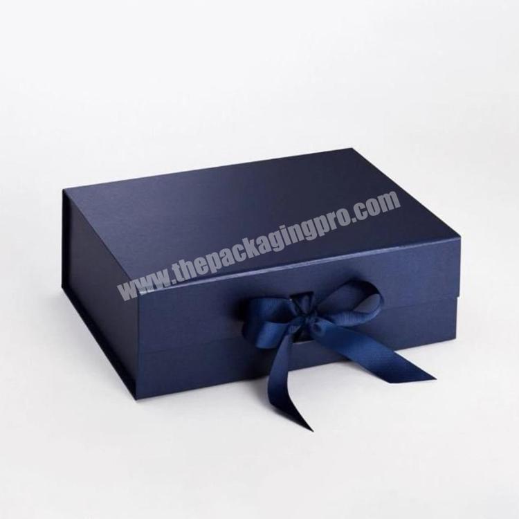Wholesale luxury custom logo navy magnetic box paper gift box cardboard packaging