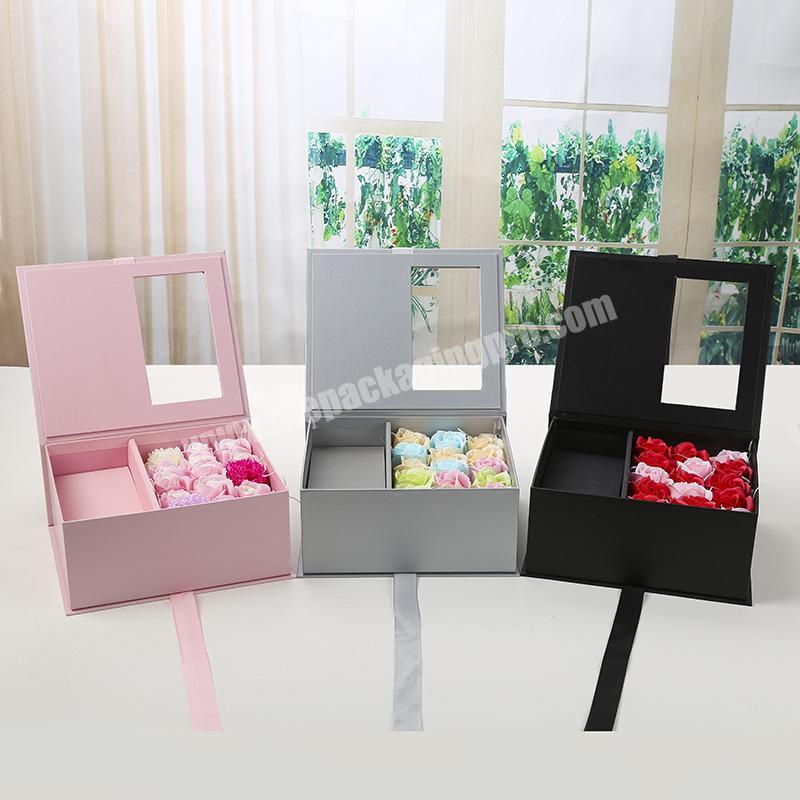 Wholesale luxury flower packaging boxes for gift with ribbon closure