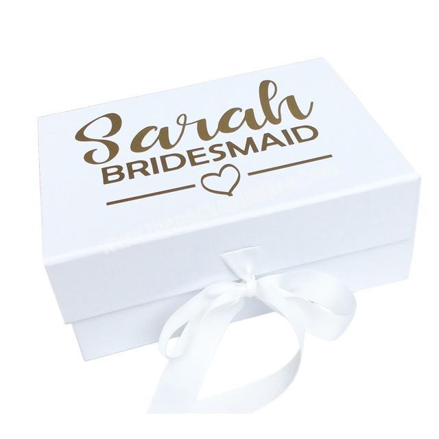 Wholesale manufacturer high-end magnetic custom size logo bridesmaid paper box with ribbon closure