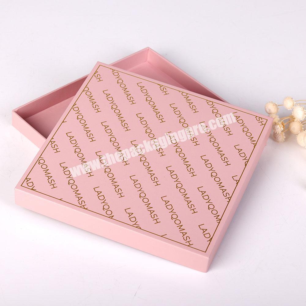 Wholesale pink color with golden logo box packaging High Quality Gift Paper wig packaging box