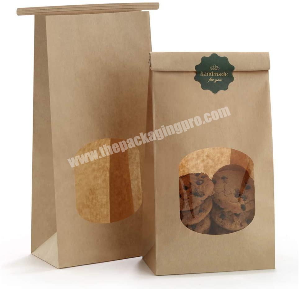 Wholesales custom 100% biodegradable goodie baguett take food away bread cookie kraft paper bags for nut packaging