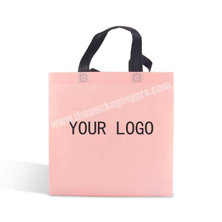 Wholesales customized your own logo pink laminated shopping carrier non woven bags