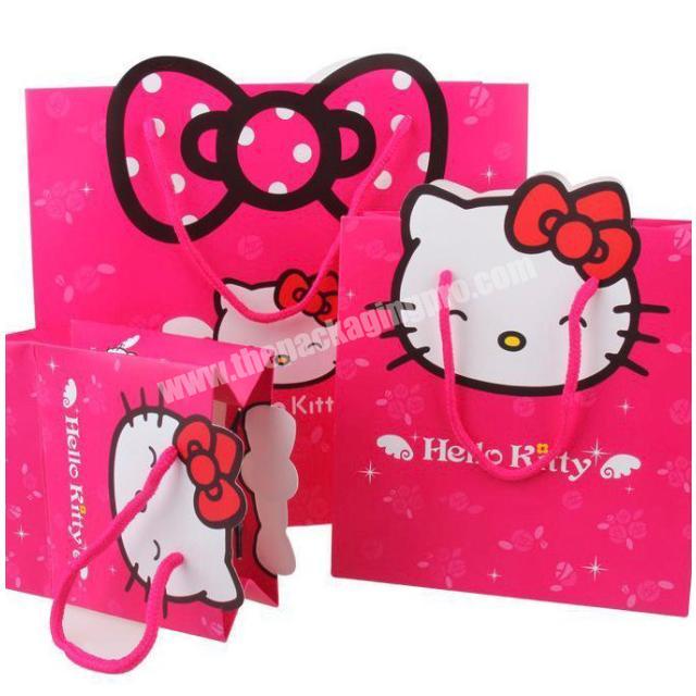 Wholesales unique hello kitty fancy party gift girls toys barbie doll packaging shopping paper bags for sweet baby