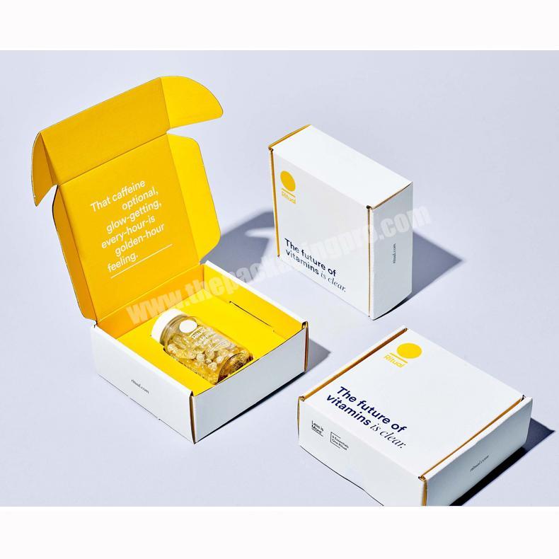 Yellow Postal with Ribbon Custom Packaging with Insert Shipping Mailers Printing Cosmetices Thin gift mailer box