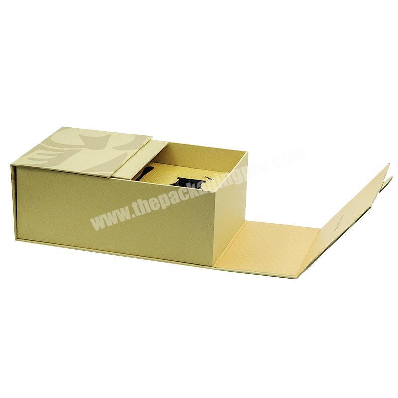 Yellow printed two doors opening honey packaging papre gift magnetic box
