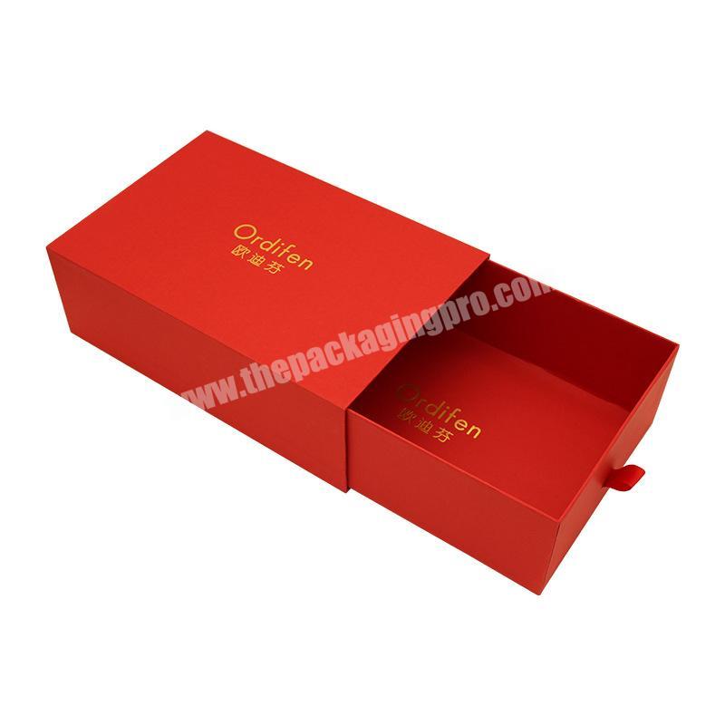 Yiwu Price Holidays and Festivals Drawer Sliding Style Packing Gift Box With Gold Foil Print