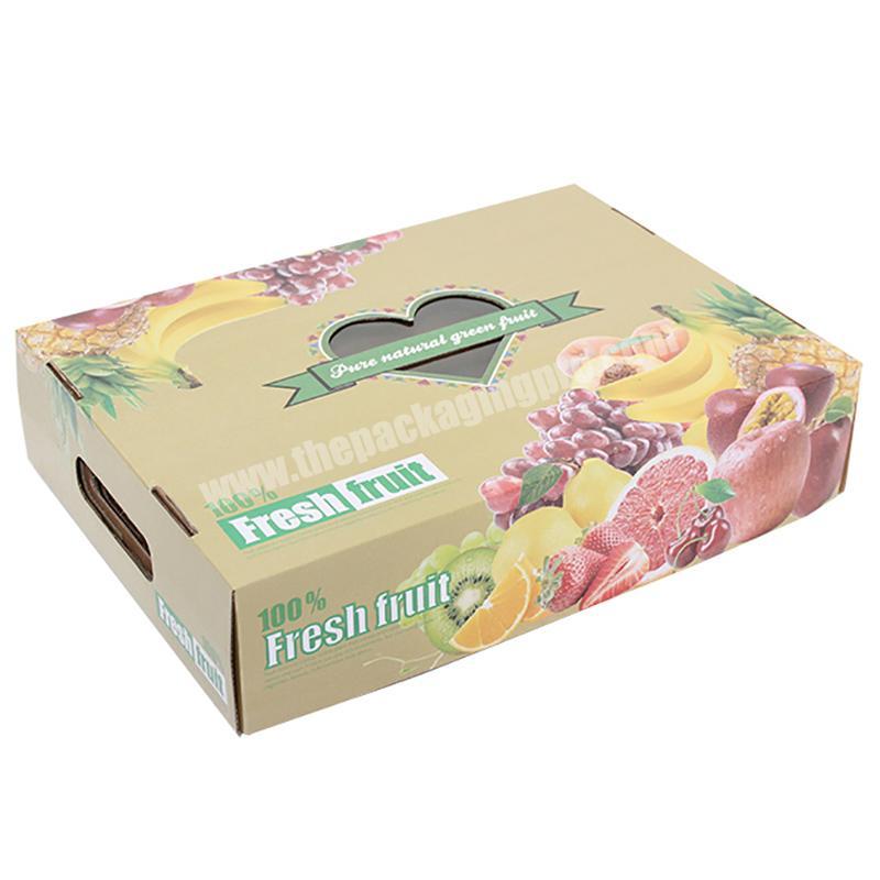 Yongjin China Cheap Custom Printed Fresh Fruit Packaging Corrugated Paper Box With Heart-shape Window