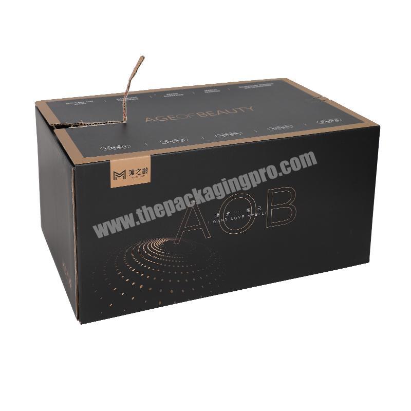 Yongjin Custom Corrugated Board Matt Glossy Lamination Yellow Paper Easy Tear Strip Zipper Carton Box