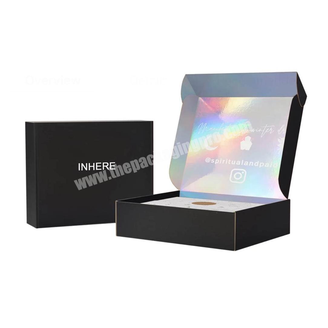 Yongjin Custom Laser paper Reflection hologram foil packaging gift box small Gold foldable holographic jewelry box