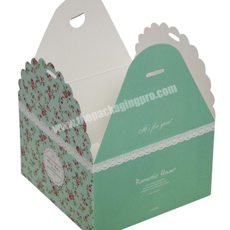 Yongjin Customized Printed Birthday Small Folding Cake Gifts Box with Window Handle Candy Pop Box
