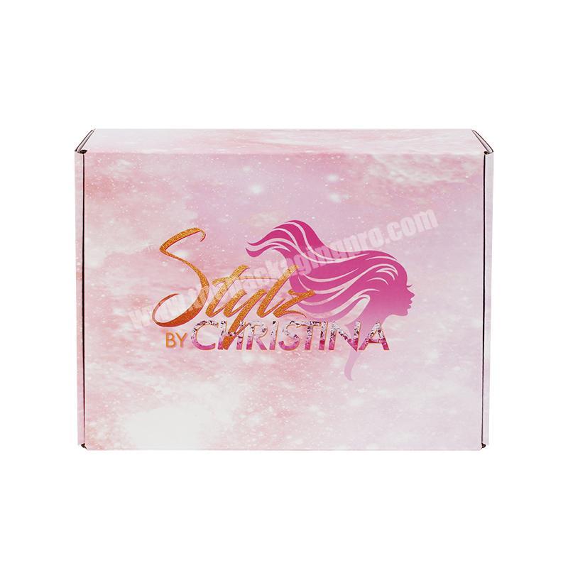 Yongjin custom pink cardboard corrugated shipping carton box with custom logo strong front open tuck top mailer carton box