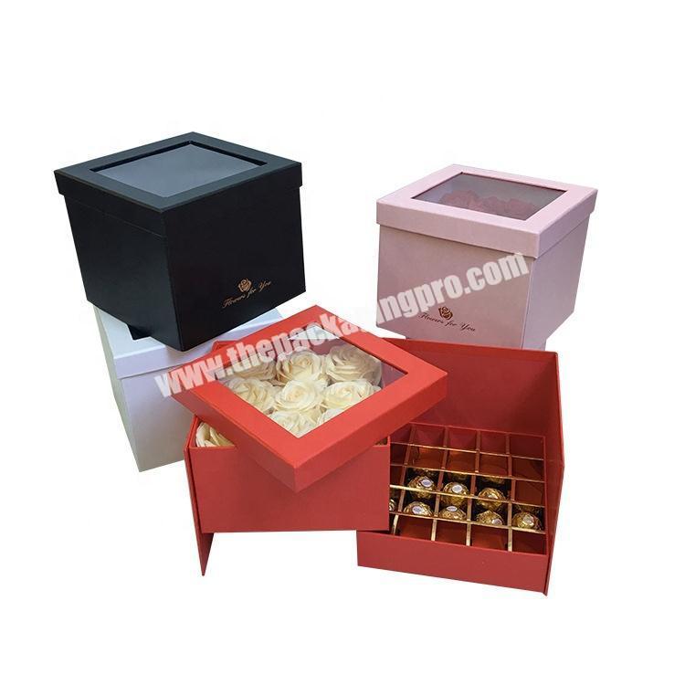 chocolate box packaging flower and chocolate box drawer chocolate packaging boxes with clear pvc pacco regalo