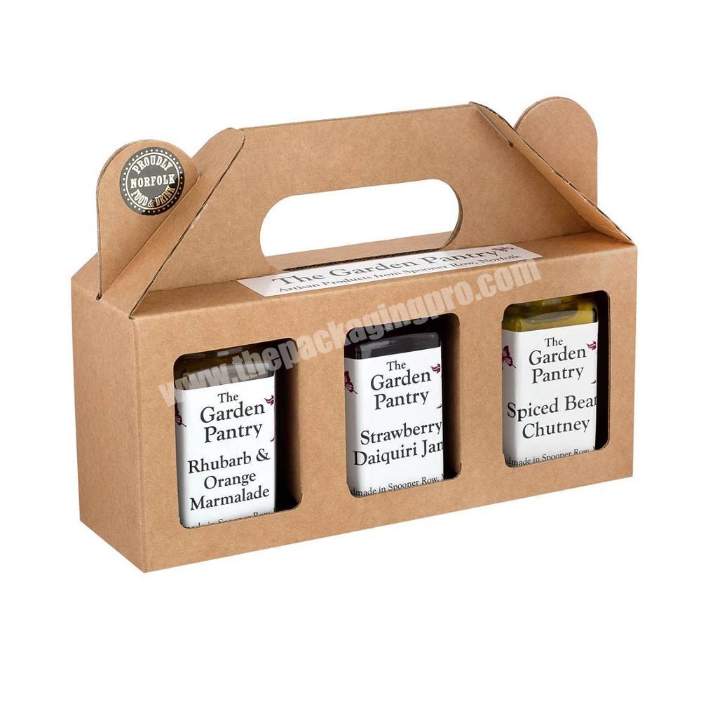 custom brown corrugated board gift box for three jars jam
