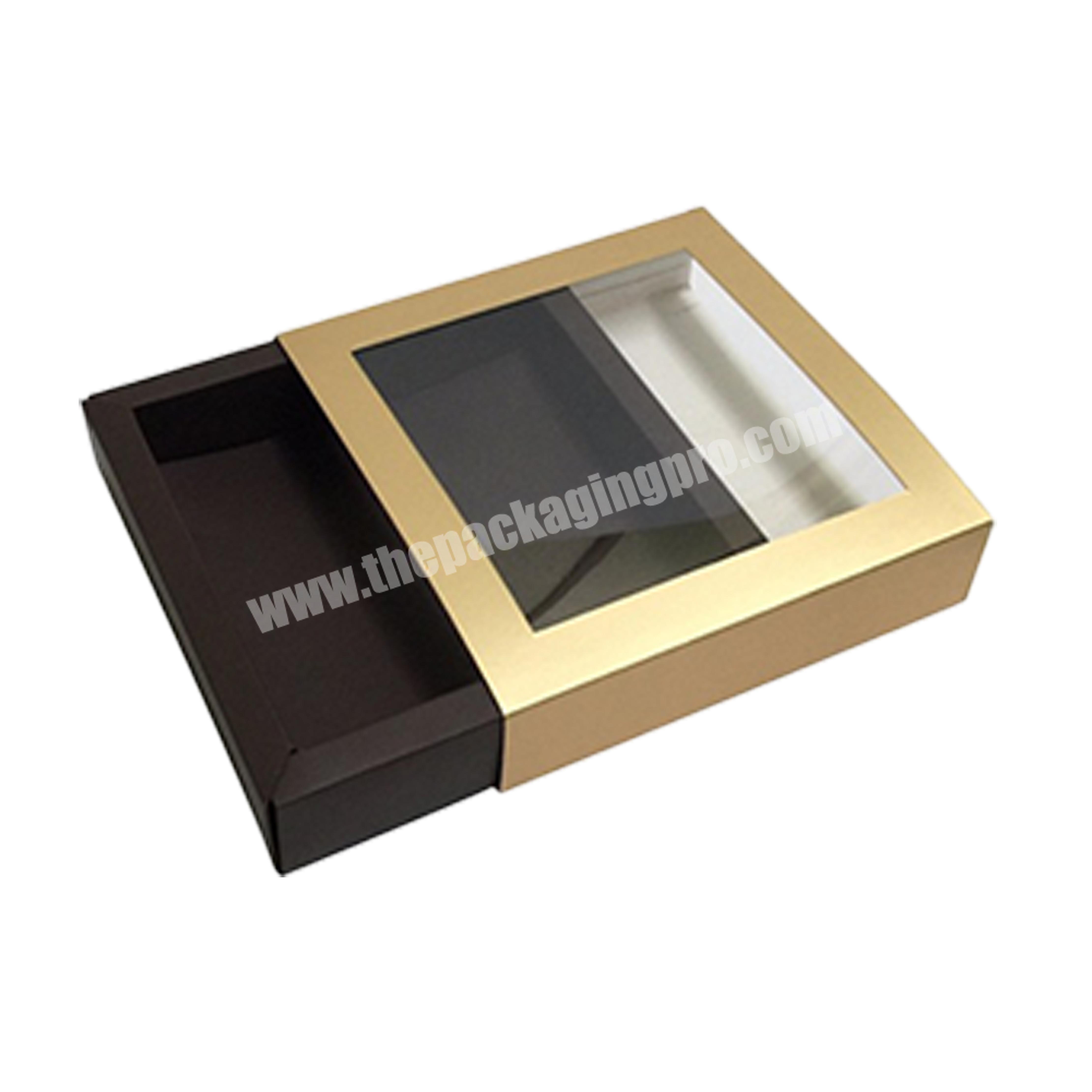 custom brown gold chocolate window gift box with your logo