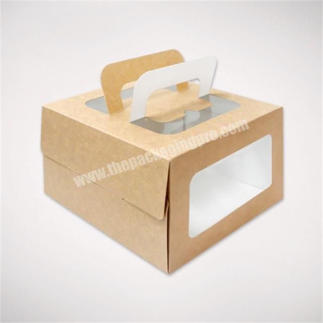 custom brown kraft food grade breads takeaway box with window and handle
