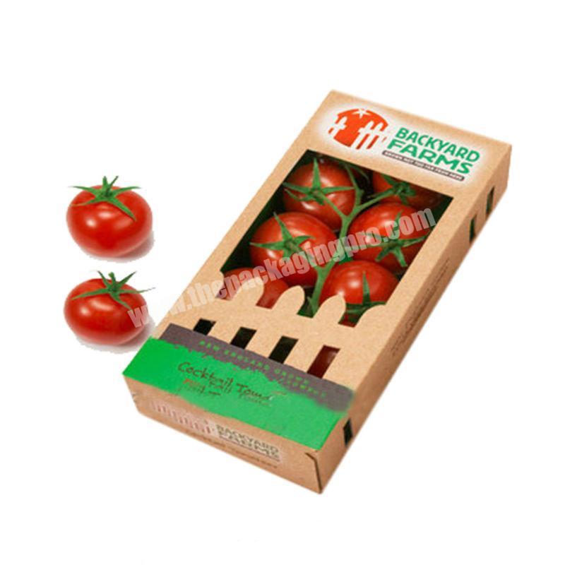 custom brown kraft tomatoes packaging box with window