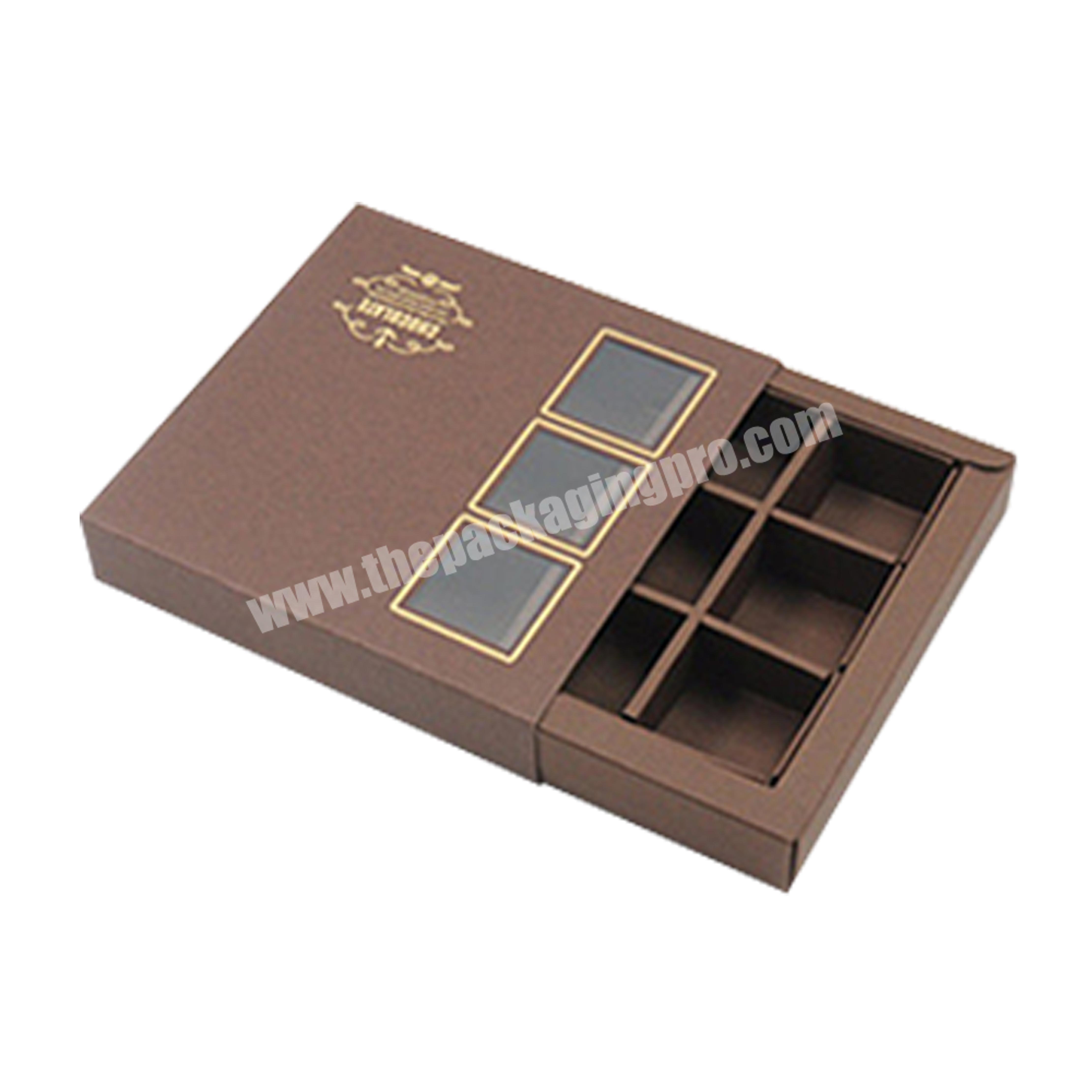 custom brown paper chocolate window gift box with paper insert